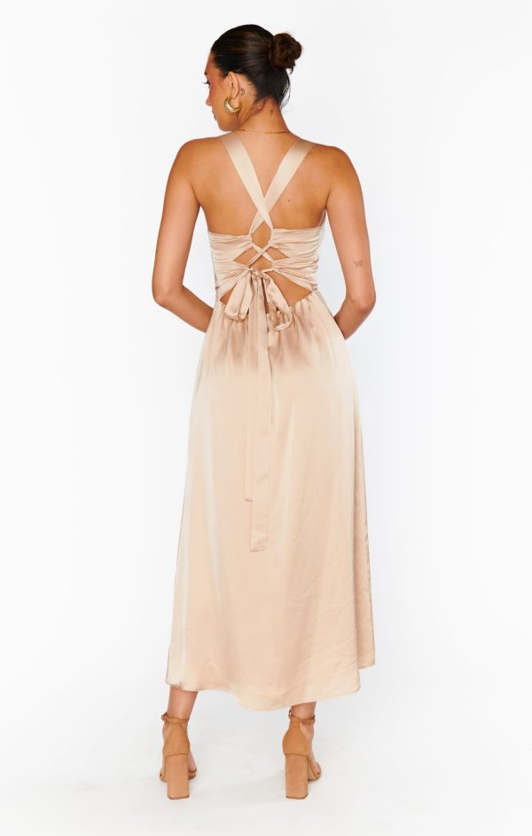 Mina Midi Dress ~ Champagne Luxe Satin Discount