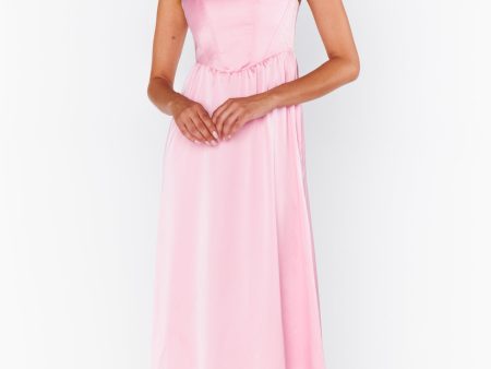 Nina Maxi Dress ~ Light Pink Luxe Satin For Sale