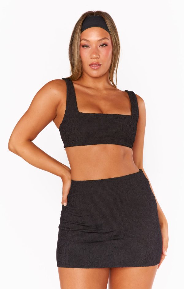 Mary Mini Skirt ~ Black Scrunch Hot on Sale