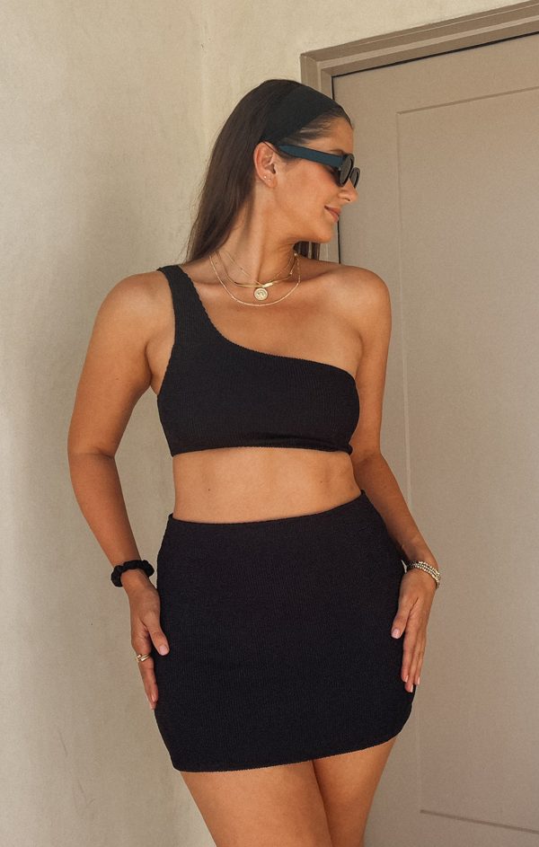 Mary Mini Skirt ~ Black Scrunch Hot on Sale